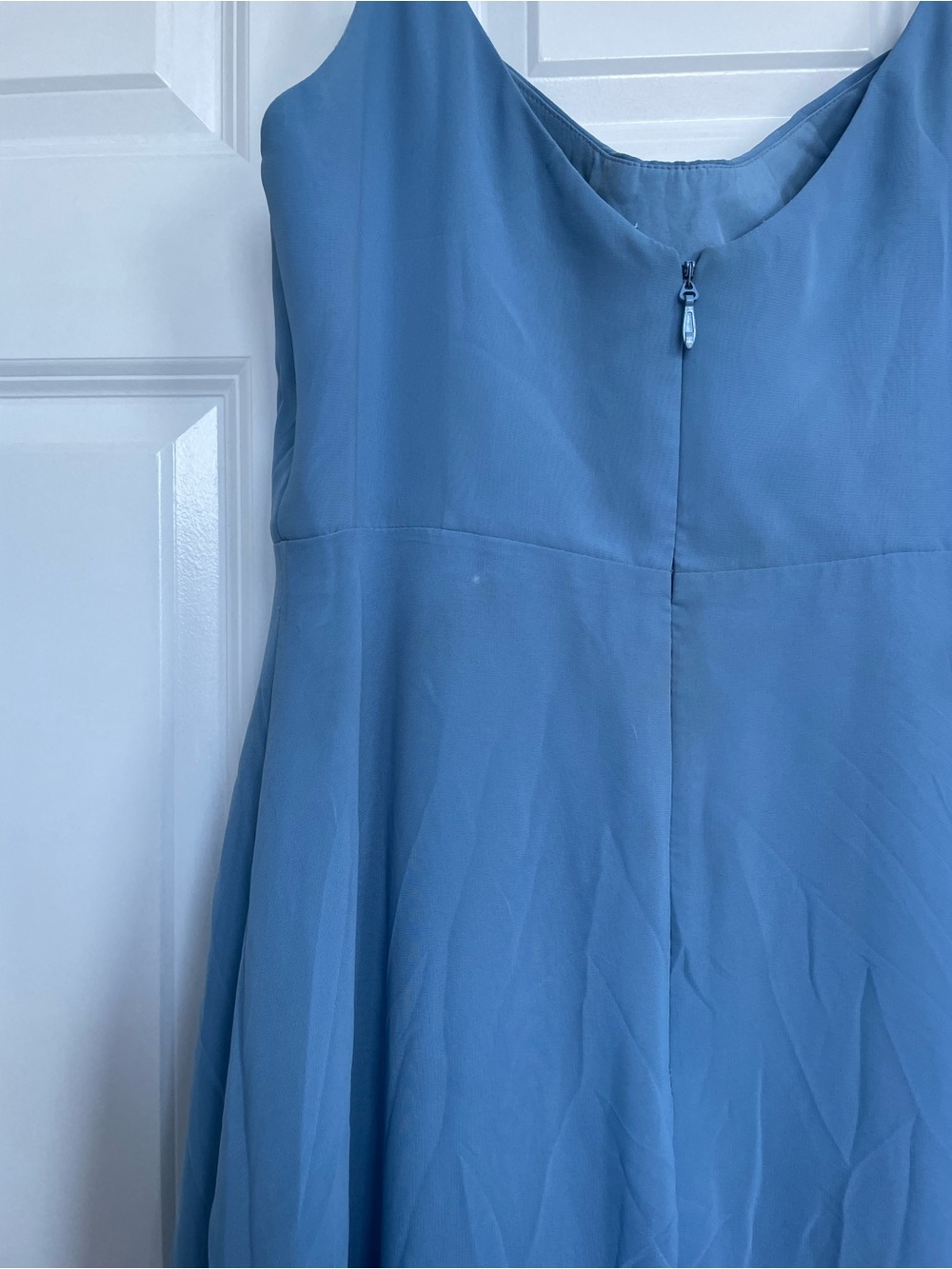 Azazie Steel Blue Cowl Neck Spaghetti-Strap Maxi Dress - Picture 6 of 8